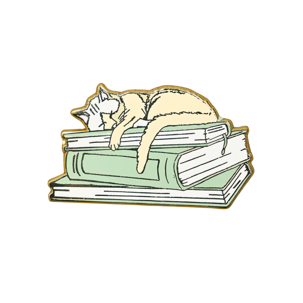 Puss on Books Enamel Pin