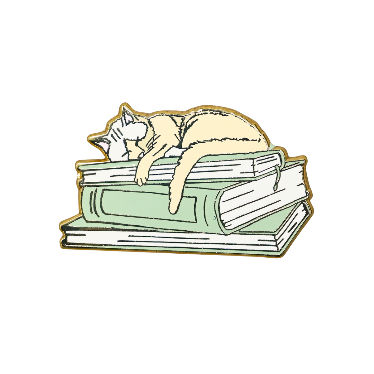 Puss on Books Enamel Pin