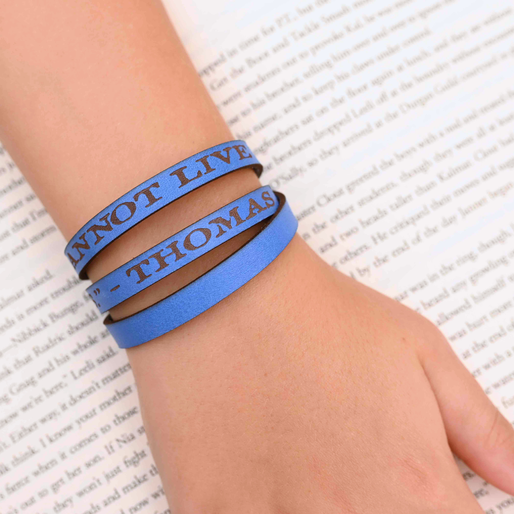 I Cannot Live Without Books Leather Quote Bracelet