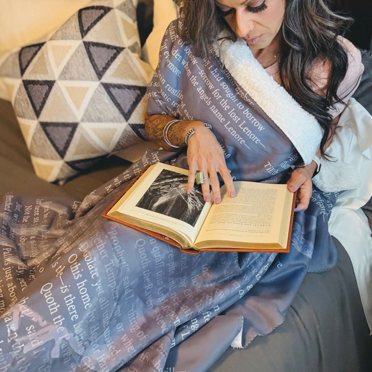 The Raven Sherpa Fleece Book Blanket