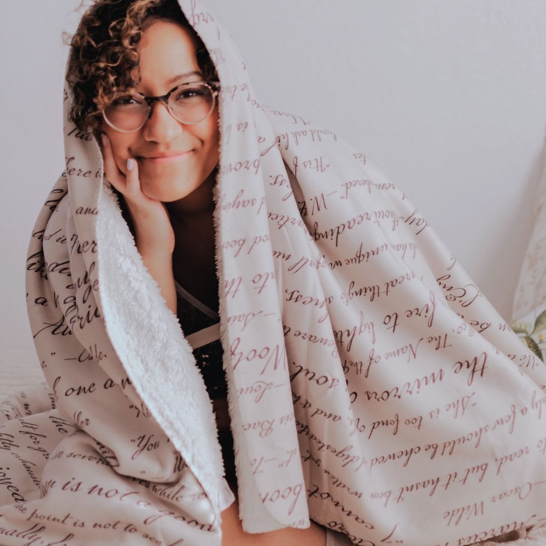 Commit to Lit Sherpa Fleece Book Blanket