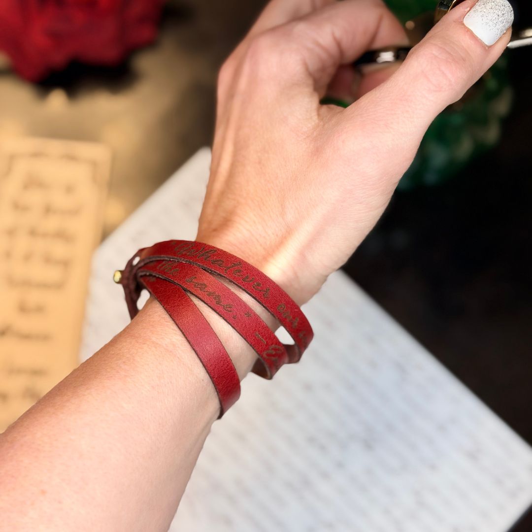 Wuthering Heights Leather Quote Bracelet