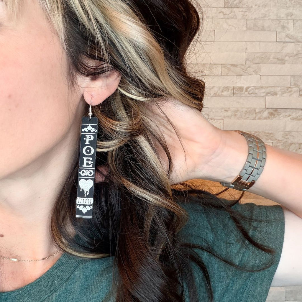 Edgar Allan Poe Leatherette Earrings