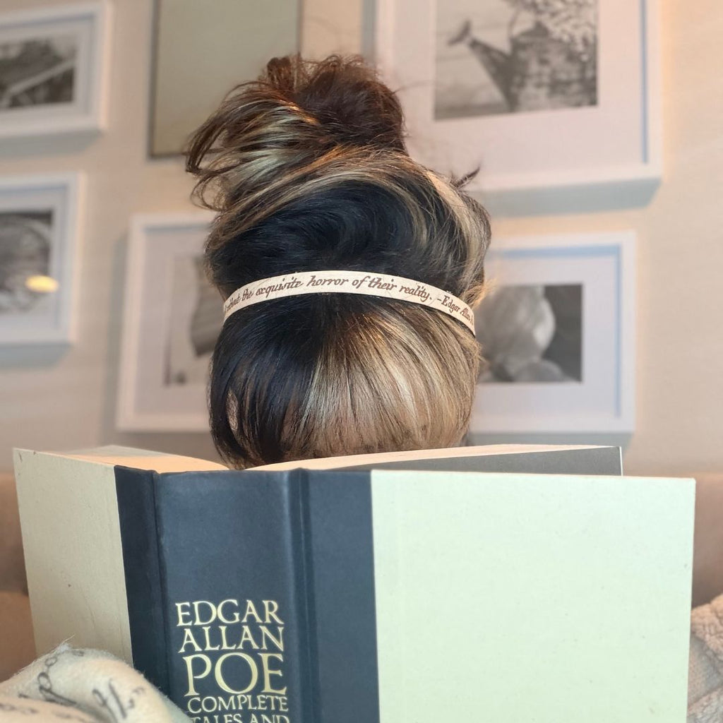 Edgar Allan Poe Leather Quote Headband