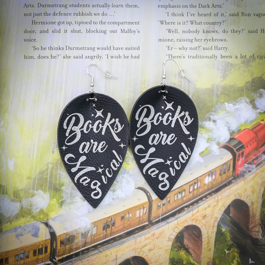 Books are Magical Leatherette Earrings