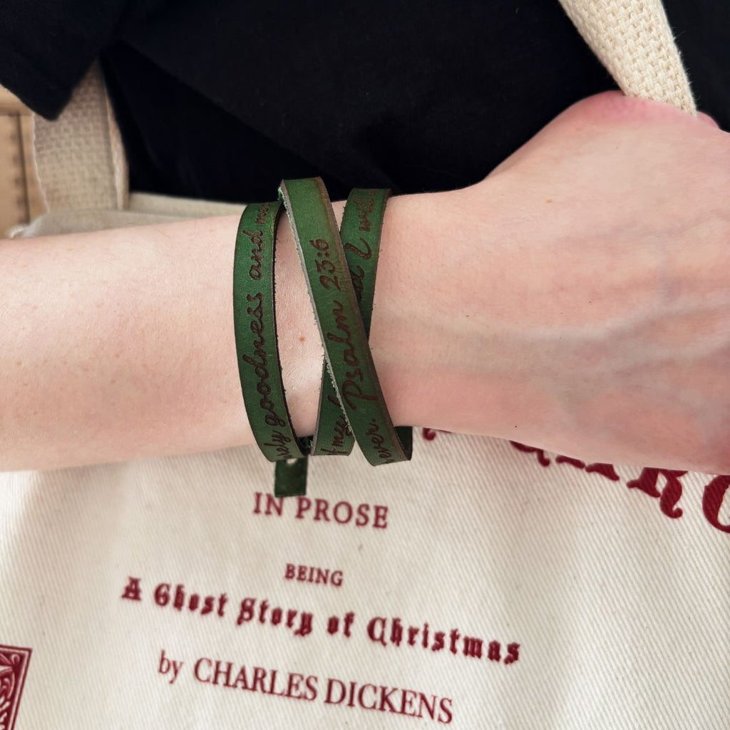 Psalm 23 Leather Quote Bracelet