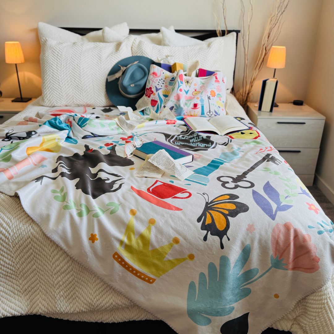 Alice in Wonderland Sherpa Fleece Book Blanket