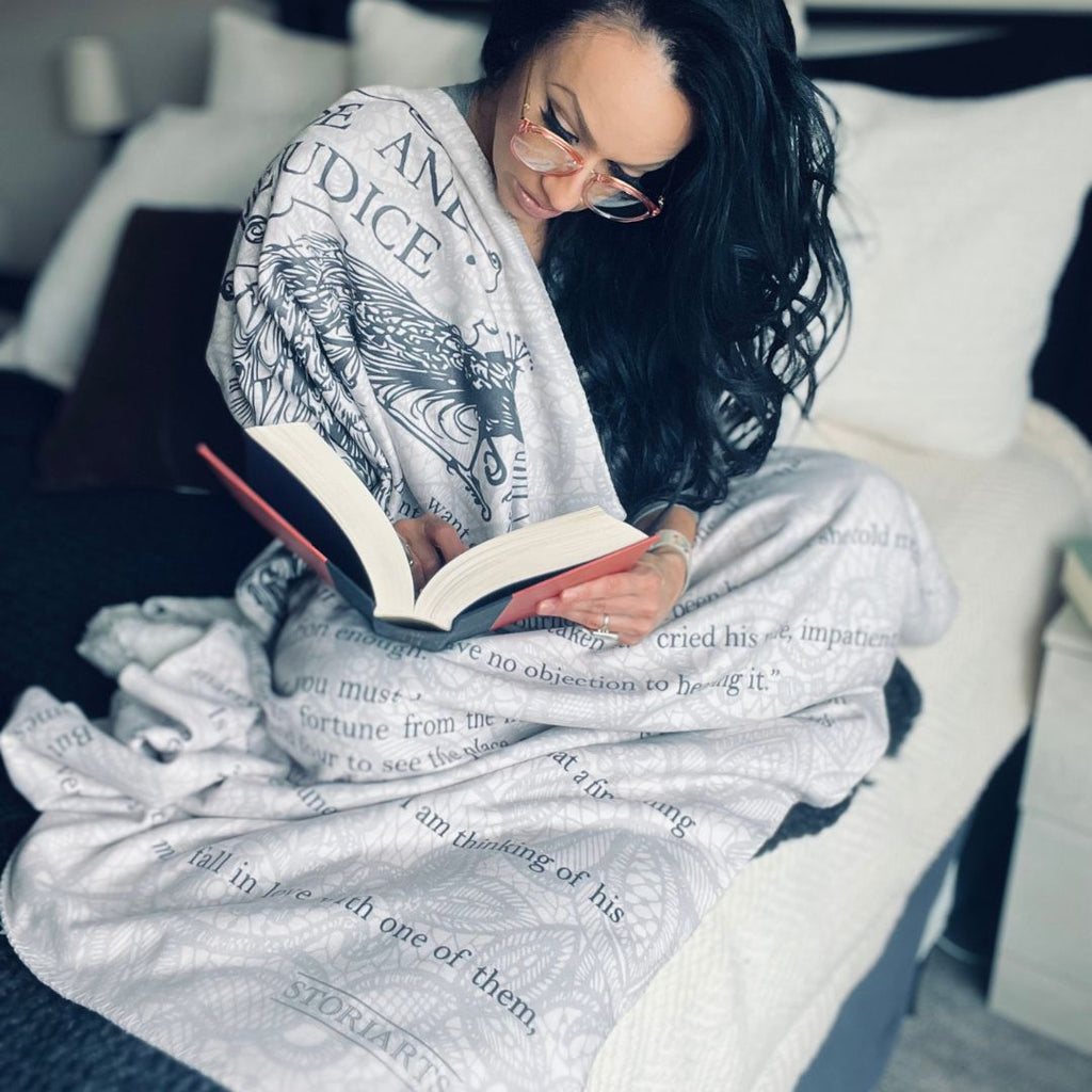 Pride and Prejudice Sherpa Fleece Book Blanket